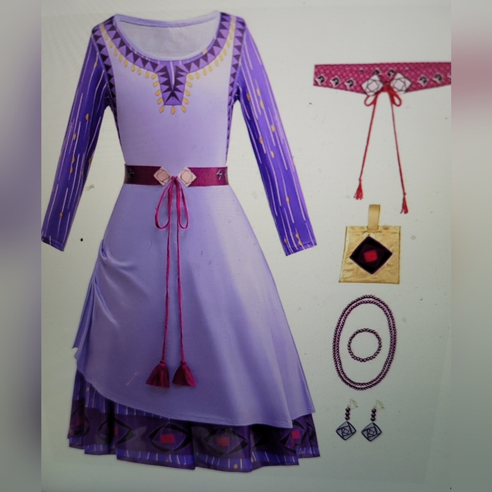 NWT Wish Asha Costume Girls Dress Princess Halloween - Picture 2 of 11